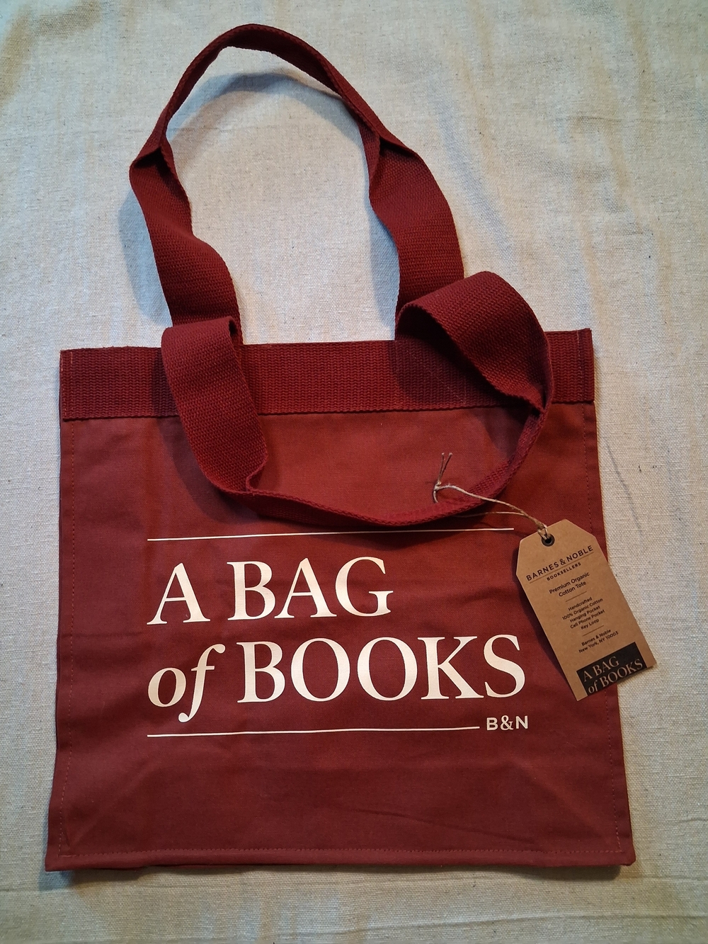 NWT Barnes & Noble 'A Bag of Books' Tote Bag - Size 14"x 15" - Color Rust